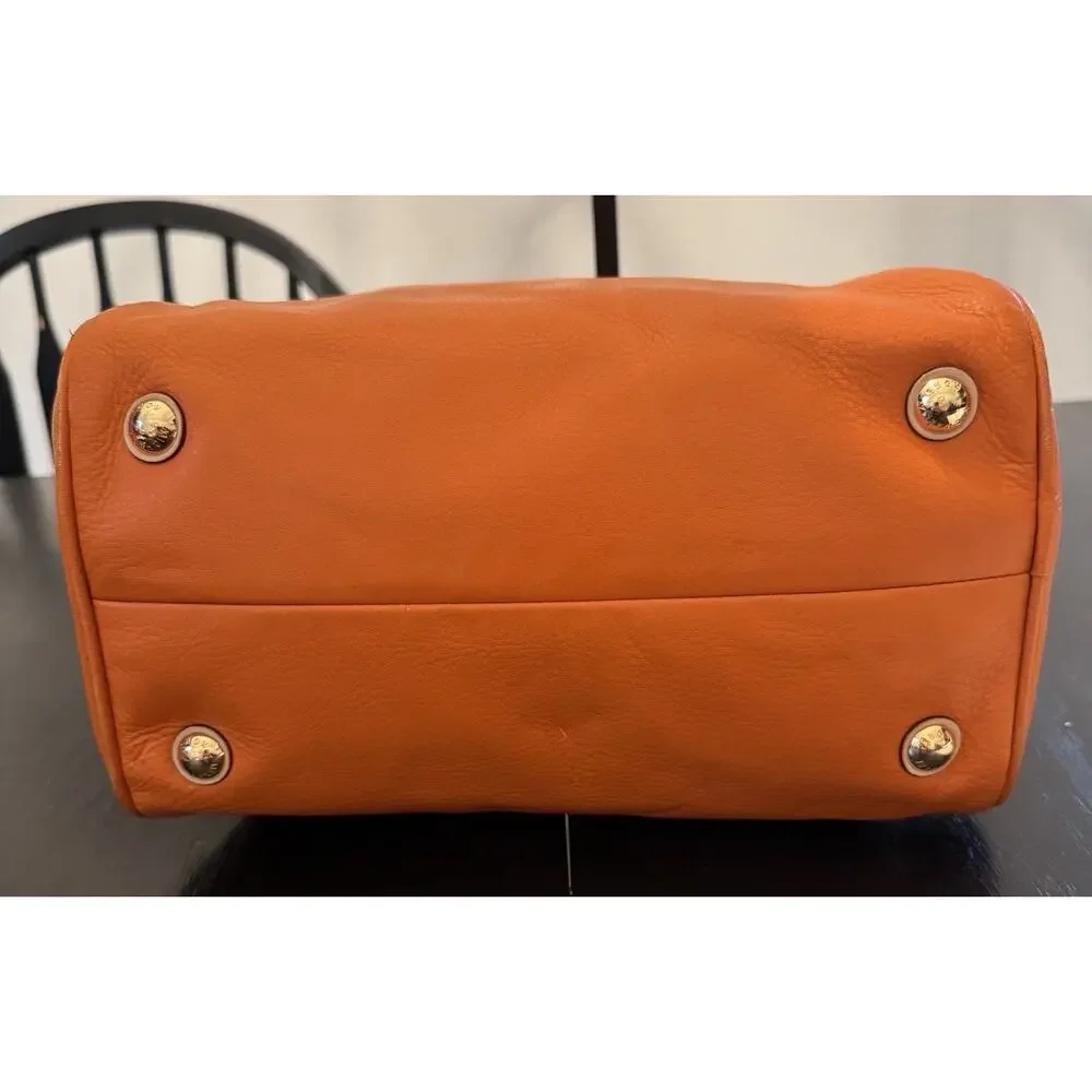 Michael Kors Grayson Medium Satchel In Orange Pebbled Leather